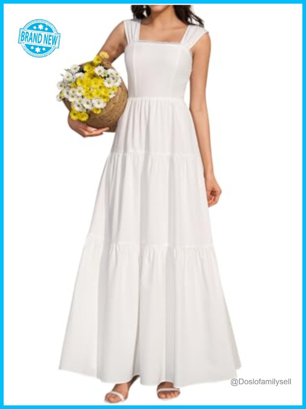 Floral Maxi Dress Lace Up Square Neck Flowy Summer Wedding Guest